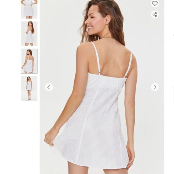 Sweetheart Gingham Mini Dress - Unlined Spaghetti Strap Beach Cover Party Dress - Picture 6 of 11